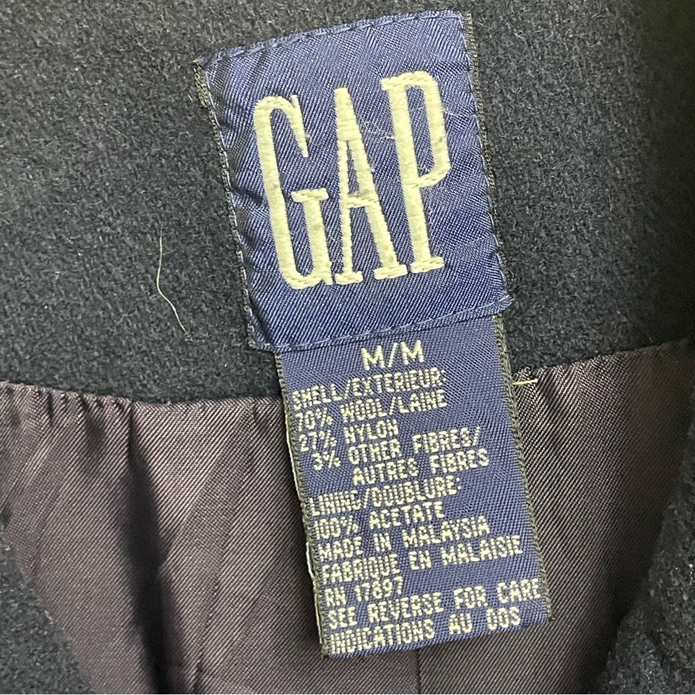 Gap Women’s Medium Navy Blue  Wool Blend Double Breasted Peacoat gold button - Picture 4 of 11